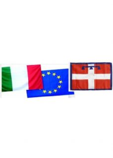 Set 3 bandiere ITALIA - EUROPA - PIEMONTE in poliestere nautico da esterno F.to 100x150