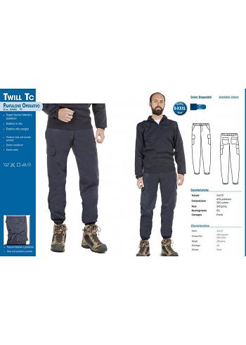 Pantalone operativo  CAM M/COT 65% PL 35% COT BLU con elastico