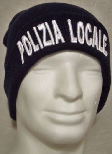 Berretto zuccotto in lana con ricamo 3D Polizia Locale