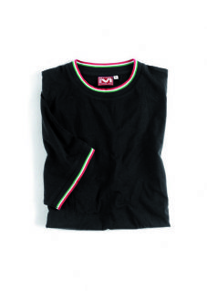 T-shirt girocollo , manica corta, con bordo tricolore italiano.