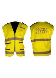 Gilet giallo alta visibilità con bande rinfrangente Reg. Piemonte Polizia Locale