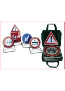 Borsa Cinque cartelli metallici per intervento stradale