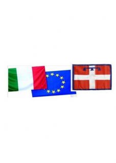 Set 3 bandiere ITALIA - EUROPA - PIEMONTE in poliestere nautico da esterno F.to 150x225