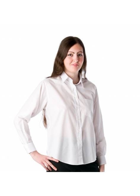 Camicia donna R. di Cuori, manica lunga, bianca, 65% pol. 35% cot.