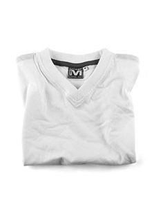 T-shirt unisex, scollo a V, manica corta, bianca