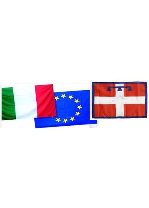 bandiere istituzionali. Set da 3 Italia, UE e Personalizzata