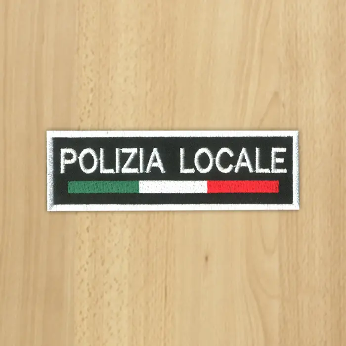 Patch ricamata  con velcro  Polizia Locale e bandiera Italia